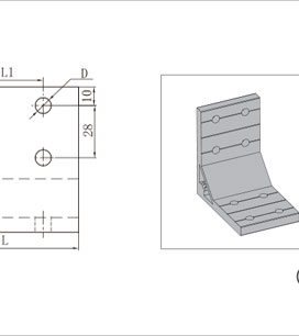 雙槽鋁型材強力角件三維圖